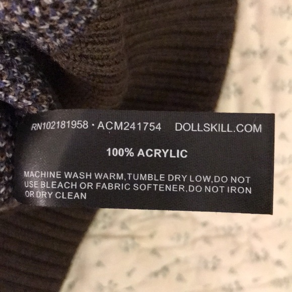 NWT Dolls Kill size Medium Sweater cropped fit Current Mood dark green grey - Picture 6 of 7